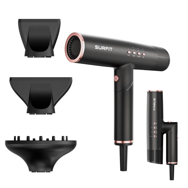 Surfit Ionic Hair Dryer with Diffuser – 110,000 RPM Fast-Dry Foldable Travel Dryer