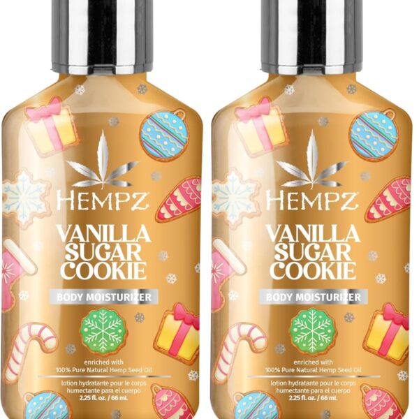 Hempz Mini Vanilla Sugar Cookie Body Moisturizer, Body Lotion, Fall Skin Care for Men & Women, Limited Edition, 2.25 fl.oz. (Pack of 2)