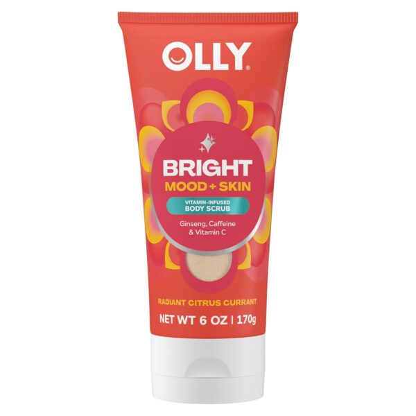 OLLY Bright Body Scrub with Ginseng & Vitamin C – Exfoliating & Nourishing Cleanser