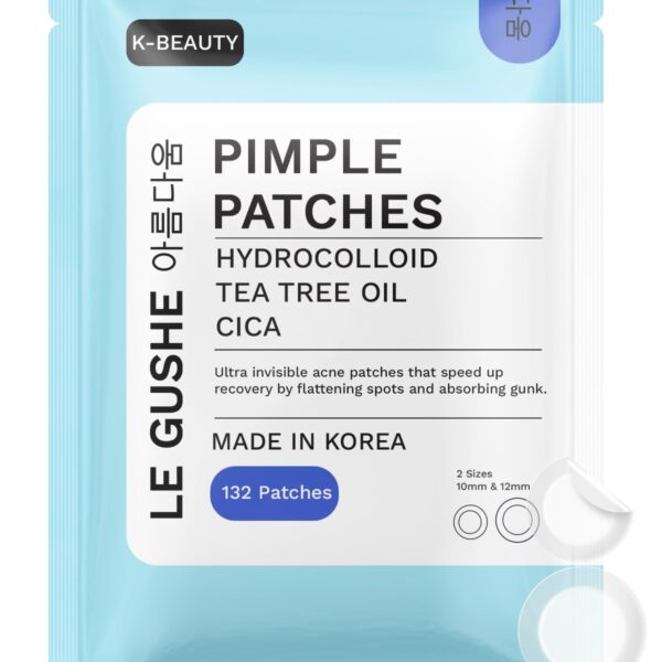 LE GUSHE Korean Acne Patches (132 Dots) – Hydrocolloid Pimple Stickers