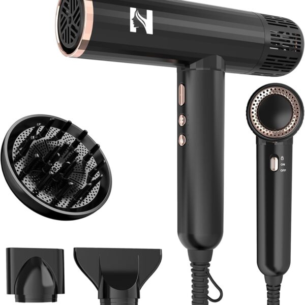 Nicebay Ionic Hair Dryer 1600W, Lightweight with Diffuser
