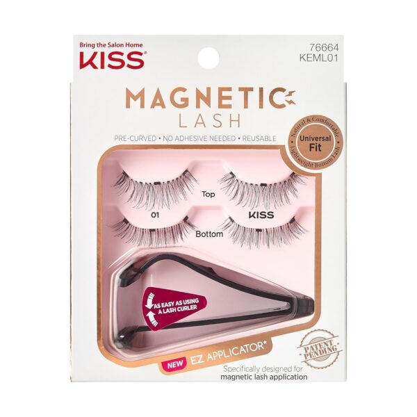 KISS Magnetic Lash 01, Synthetic False Lashes, No Glue, Reusable (1 Pair)