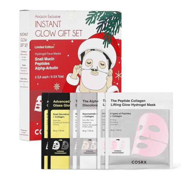COSRX Glow-Boosting Face Mask Set – Snail Mucin & Peptides (6 pcs)