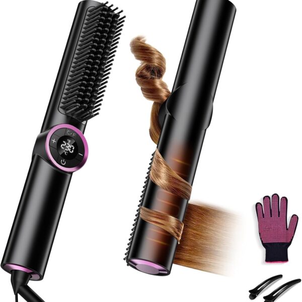 3-in-1 Ionic Hair Straightener Brush for Women, 15 Temps