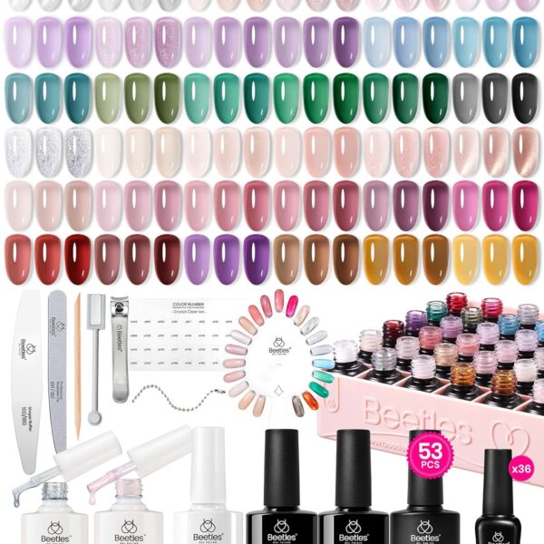 Beetles Jelly Gel Nail Polish Set – 36 Colors, 53PCS