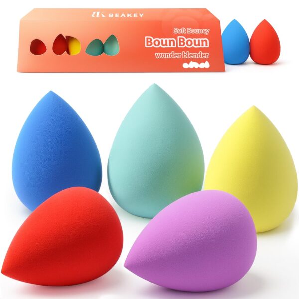 BEAKEY Makeup Sponge Set (5 Pack) – Soft Latex-Free Beauty Blenders for Foundation & Powder