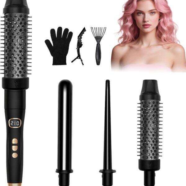 Ukliss 3-in-1 Ceramic Curling Iron & Heated Brush (Black)