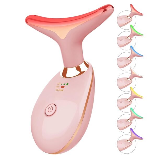 7-Color Face & Neck LED Massager – Red Light Skin Care (Rose Gold)