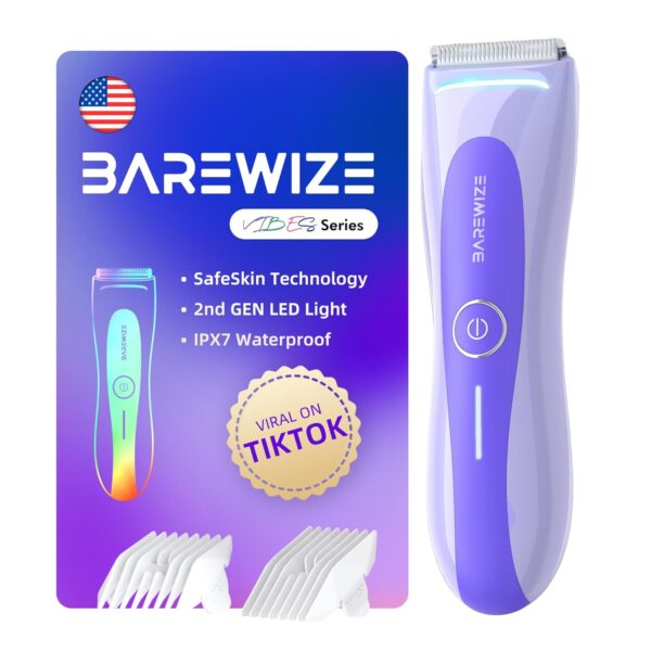 Bikini Trimmer for Women – LED Light, IPX7 Waterproof, USB-C Rechargeable Razor (Violet)